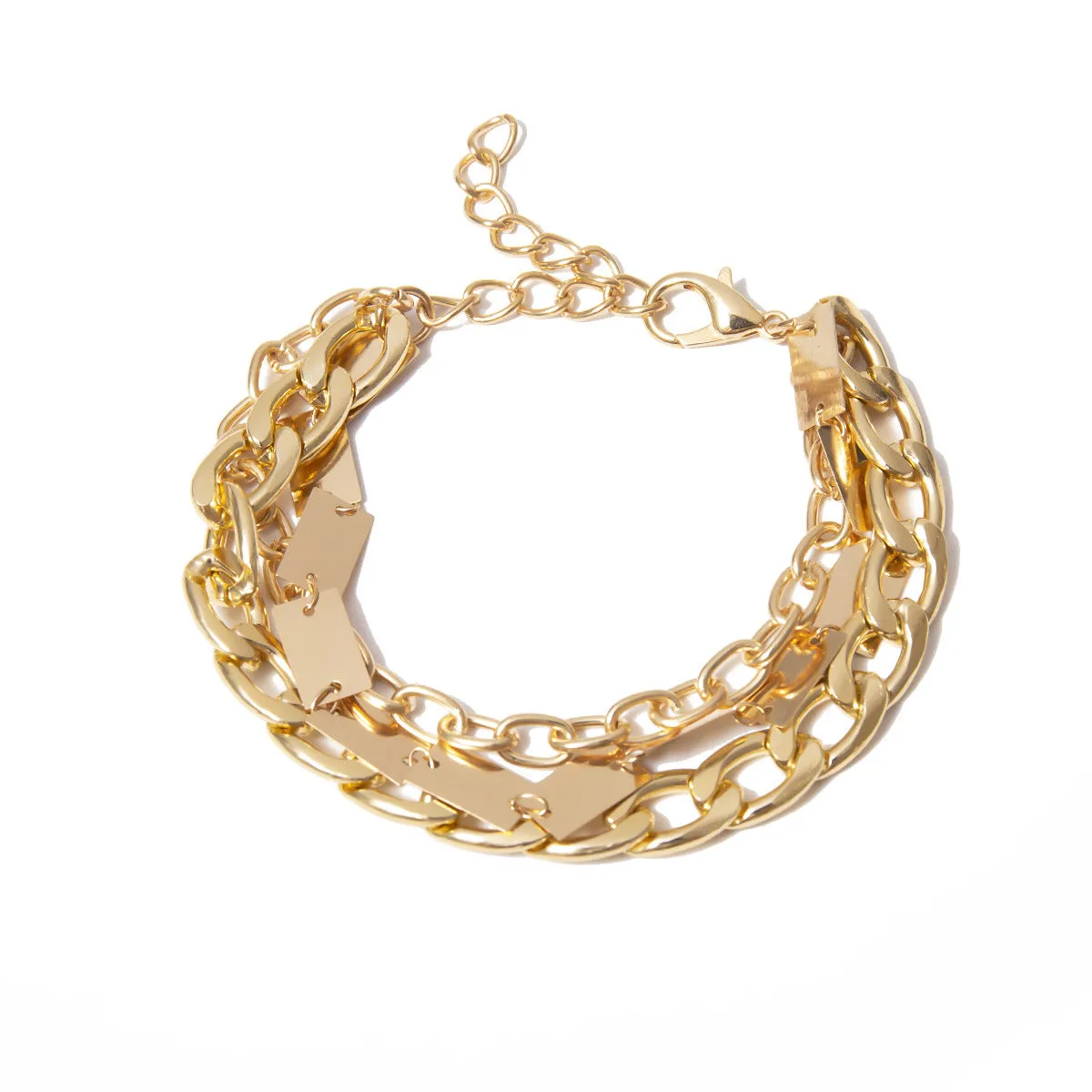 Retro Punk Geometric Chain Multilayer Bracelet