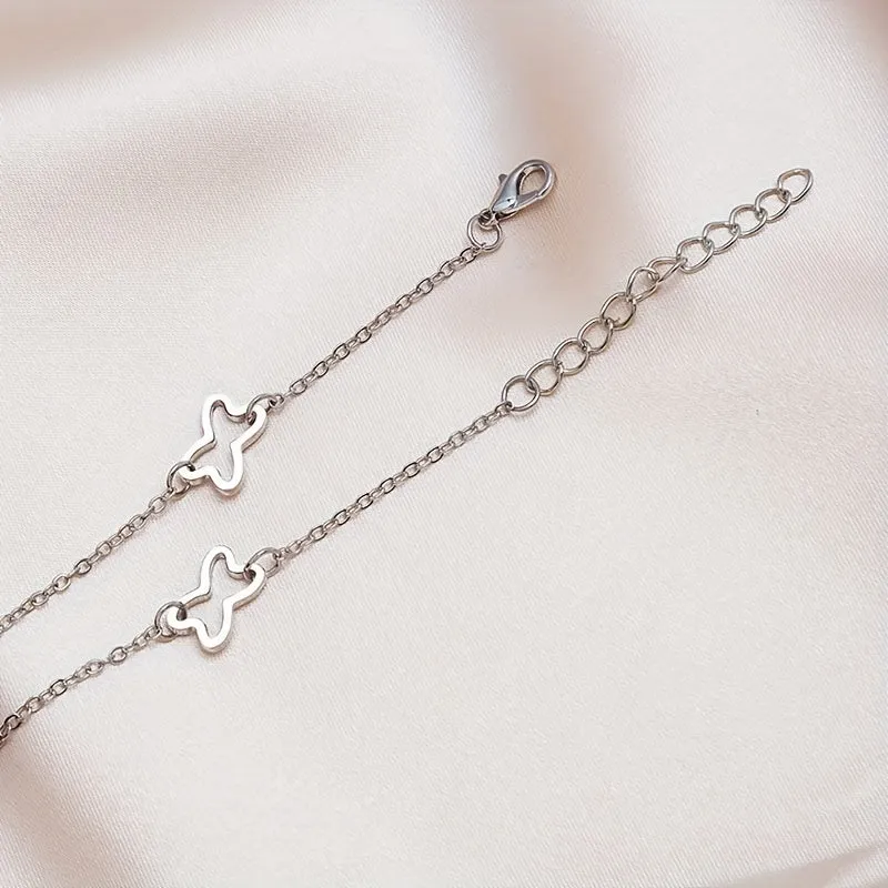Rhinestone Butterfly Chain Anklet Shiny Elegant Animalinspired