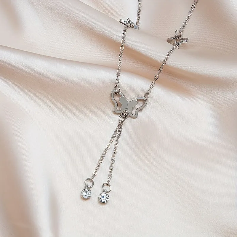 Rhinestone Butterfly Chain Anklet Shiny Elegant Animalinspired