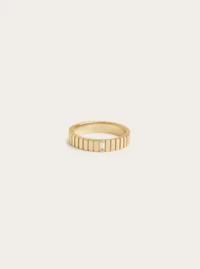 Ribbed Baguette Ring