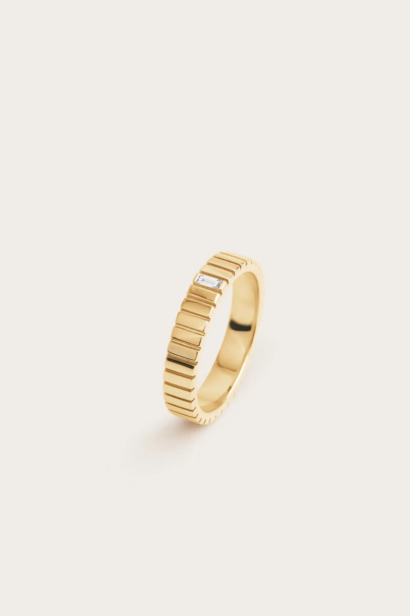 Ribbed Baguette Ring