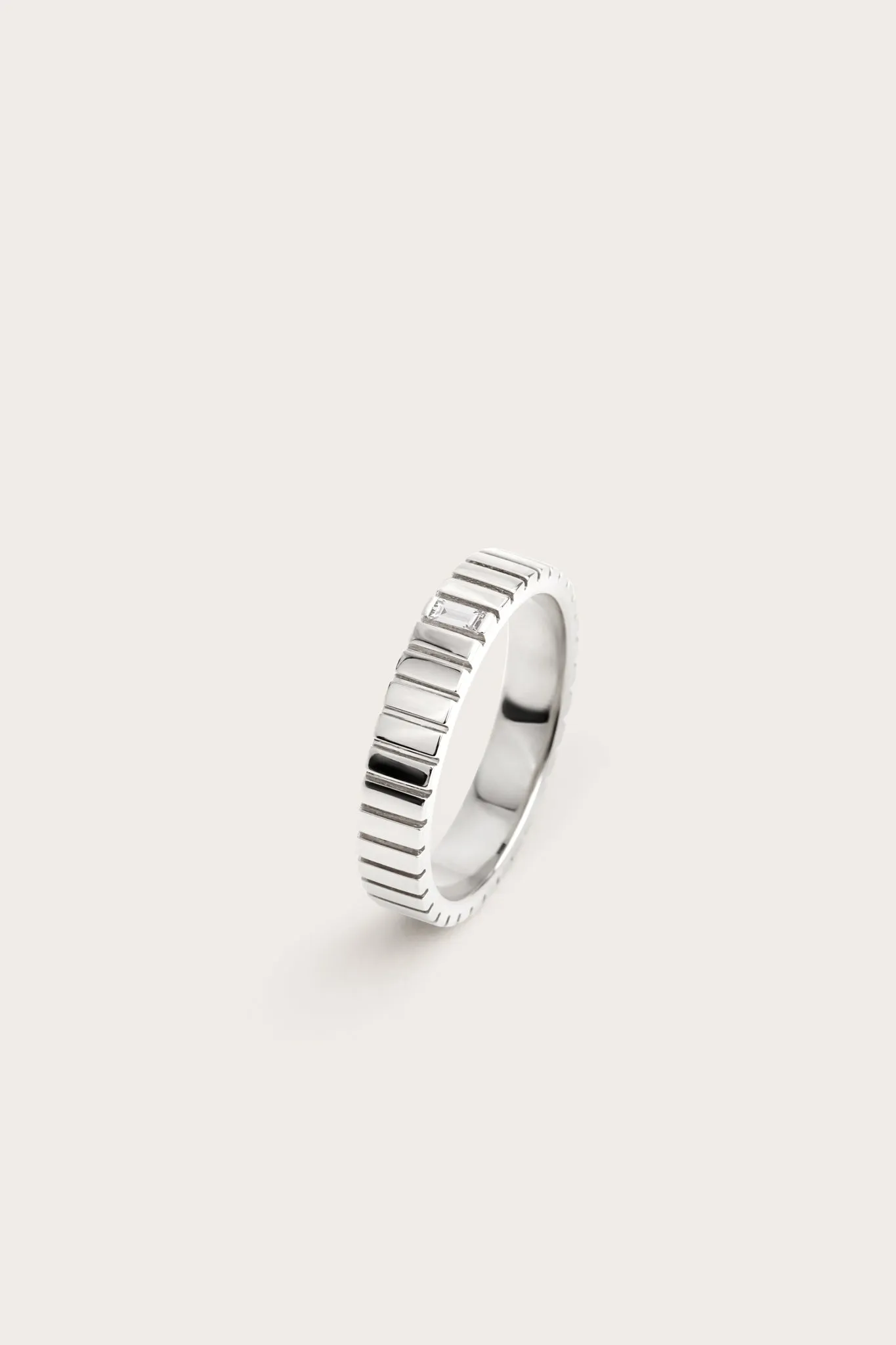 Ribbed Baguette Ring