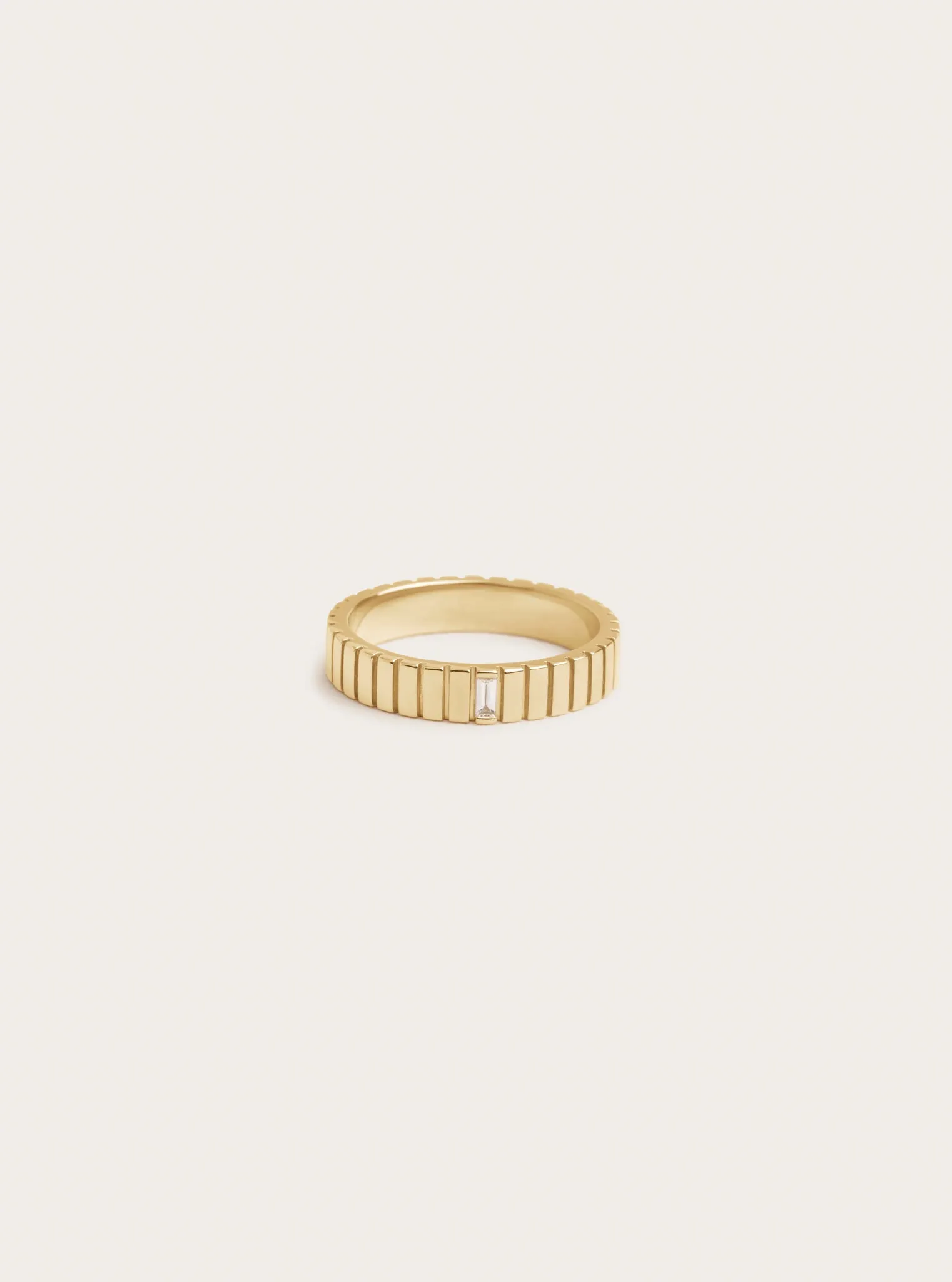 Ribbed Baguette Ring