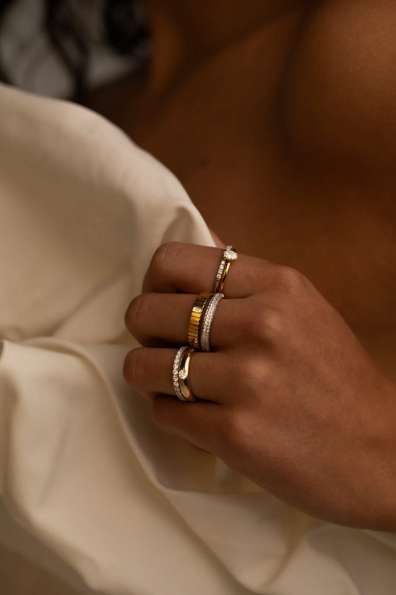 Ribbed Baguette Ring