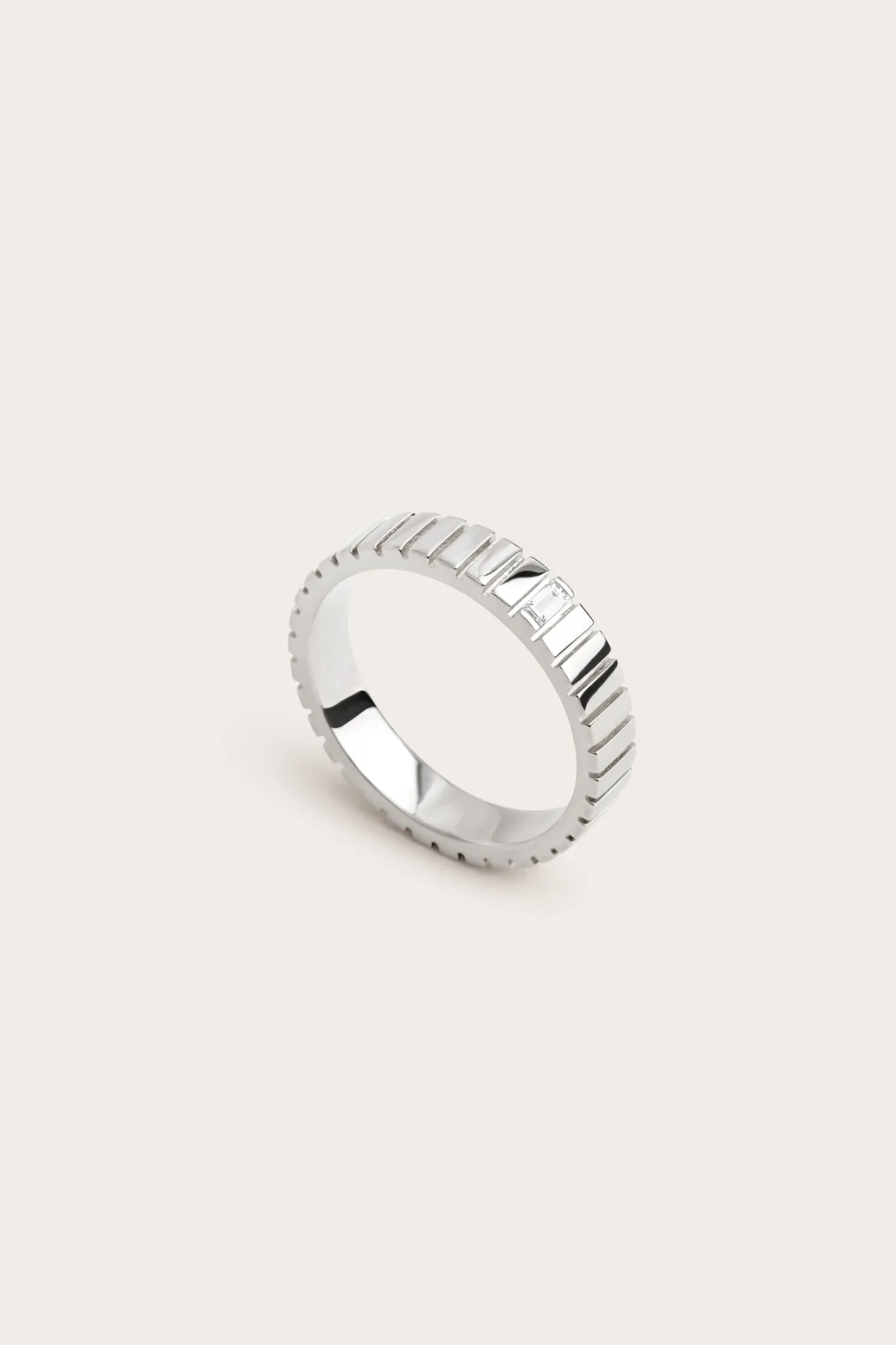 Ribbed Baguette Ring