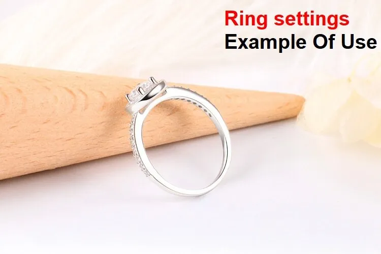 Ring Setting Blank 5mm 1pc 925 Sterling Silver CZ Semi Mount for 1 Round Shape Faceted Stone 4 Prongs Love Theme Wholesale Available