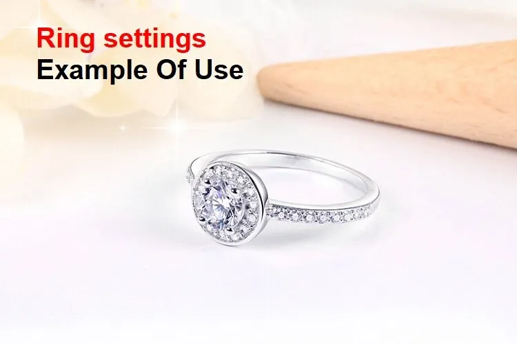 Ring Setting Blank 5mm 1pc 925 Sterling Silver CZ Semi Mount for 1 Round Shape Faceted Stone 4 Prongs Love Theme Wholesale Available