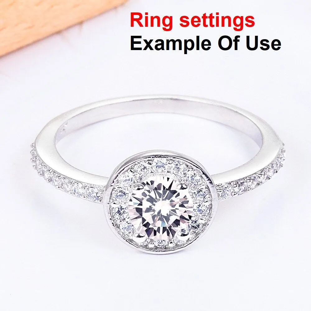 Ring Setting Blank 5mm 1pc 925 Sterling Silver CZ Semi Mount for 1 Round Shape Faceted Stone 4 Prongs Love Theme Wholesale Available