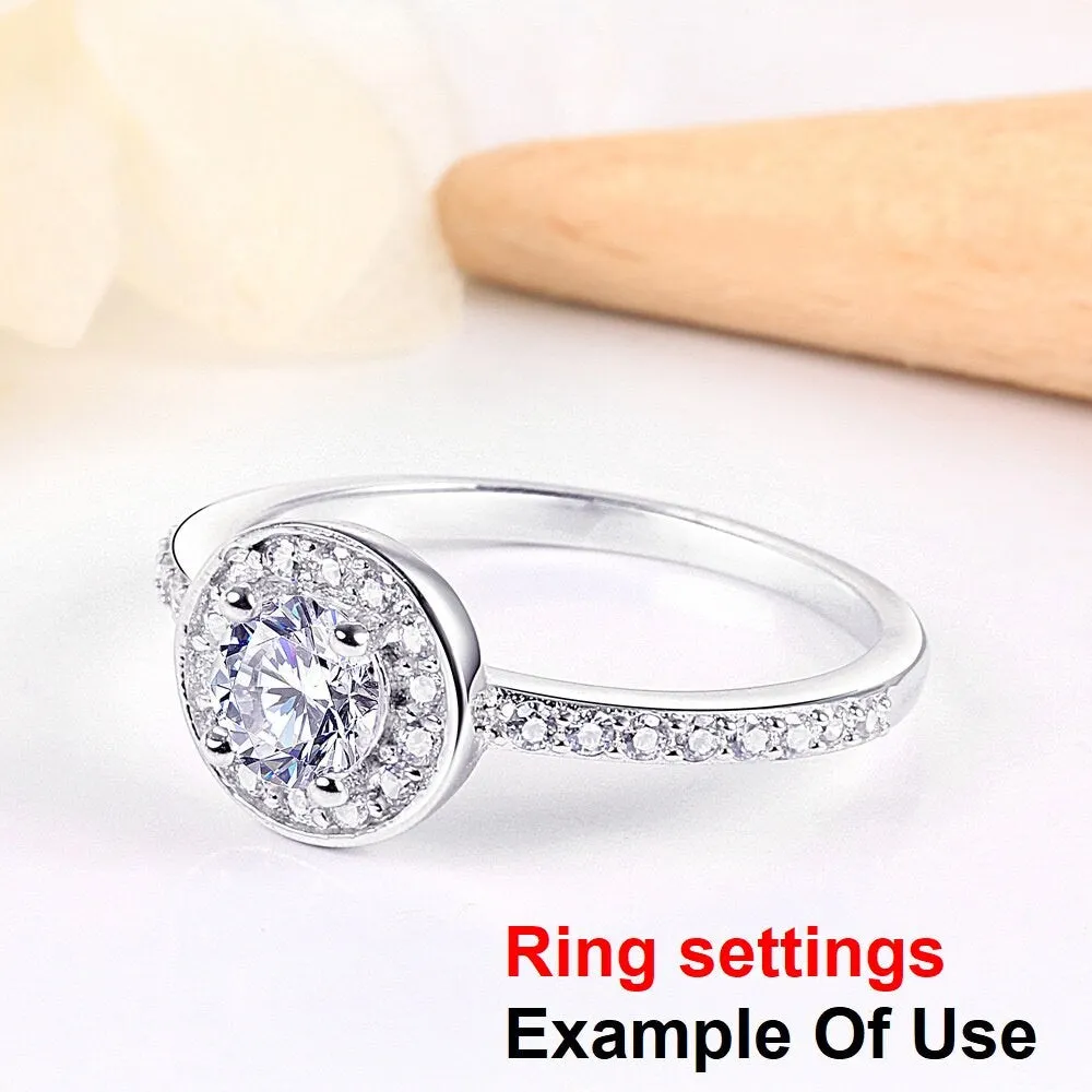Ring Setting Blank 5mm 1pc 925 Sterling Silver CZ Semi Mount for 1 Round Shape Faceted Stone 4 Prongs Love Theme Wholesale Available