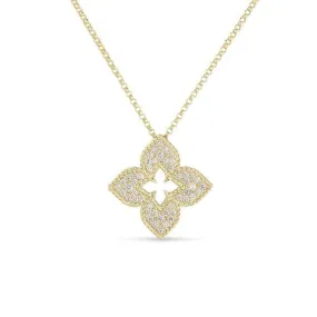 Roberto Coin Venetian Princess 18K Yellow Gold Diamond  Flower Necklace