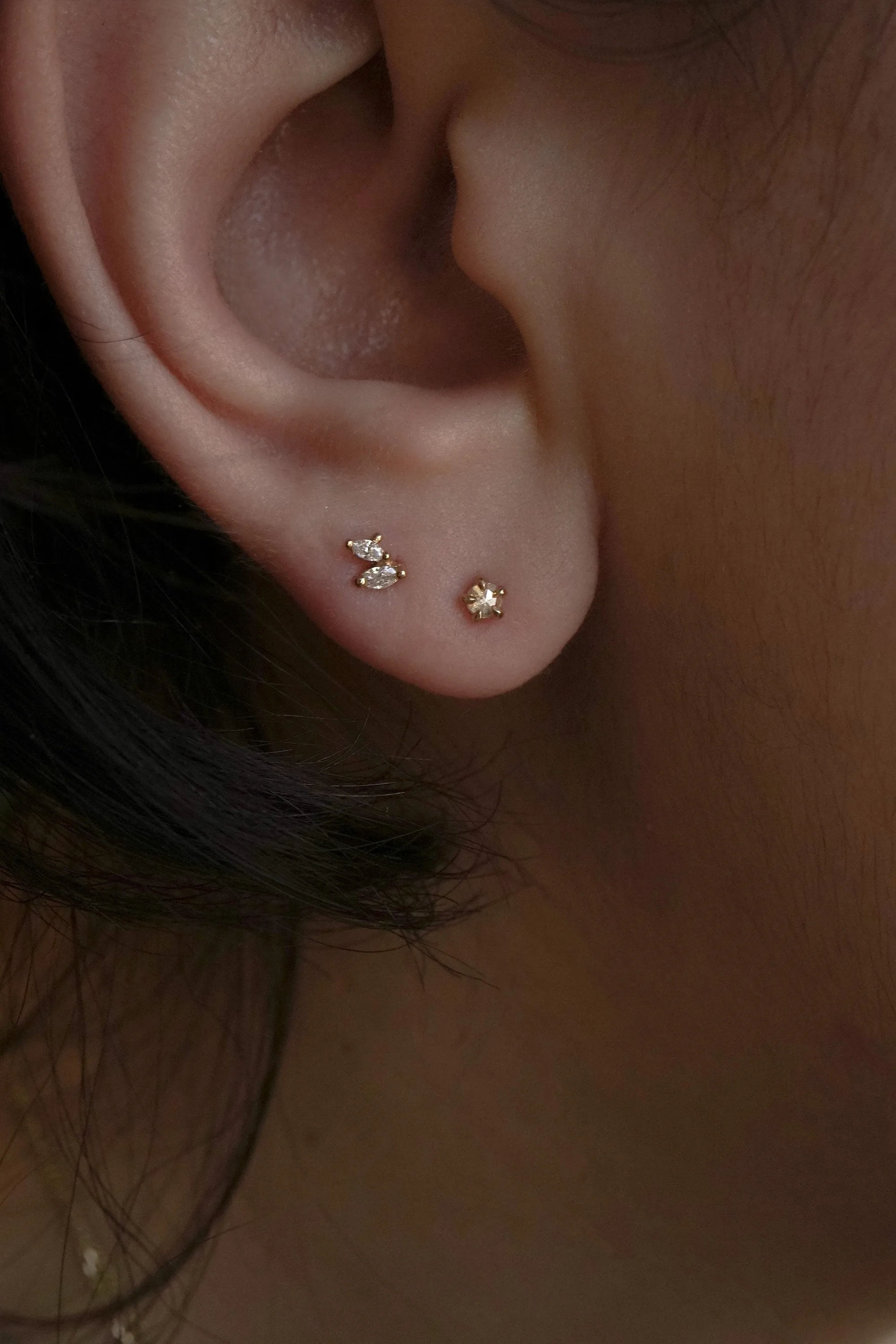 Rose Cut Diamond Moondew Stud