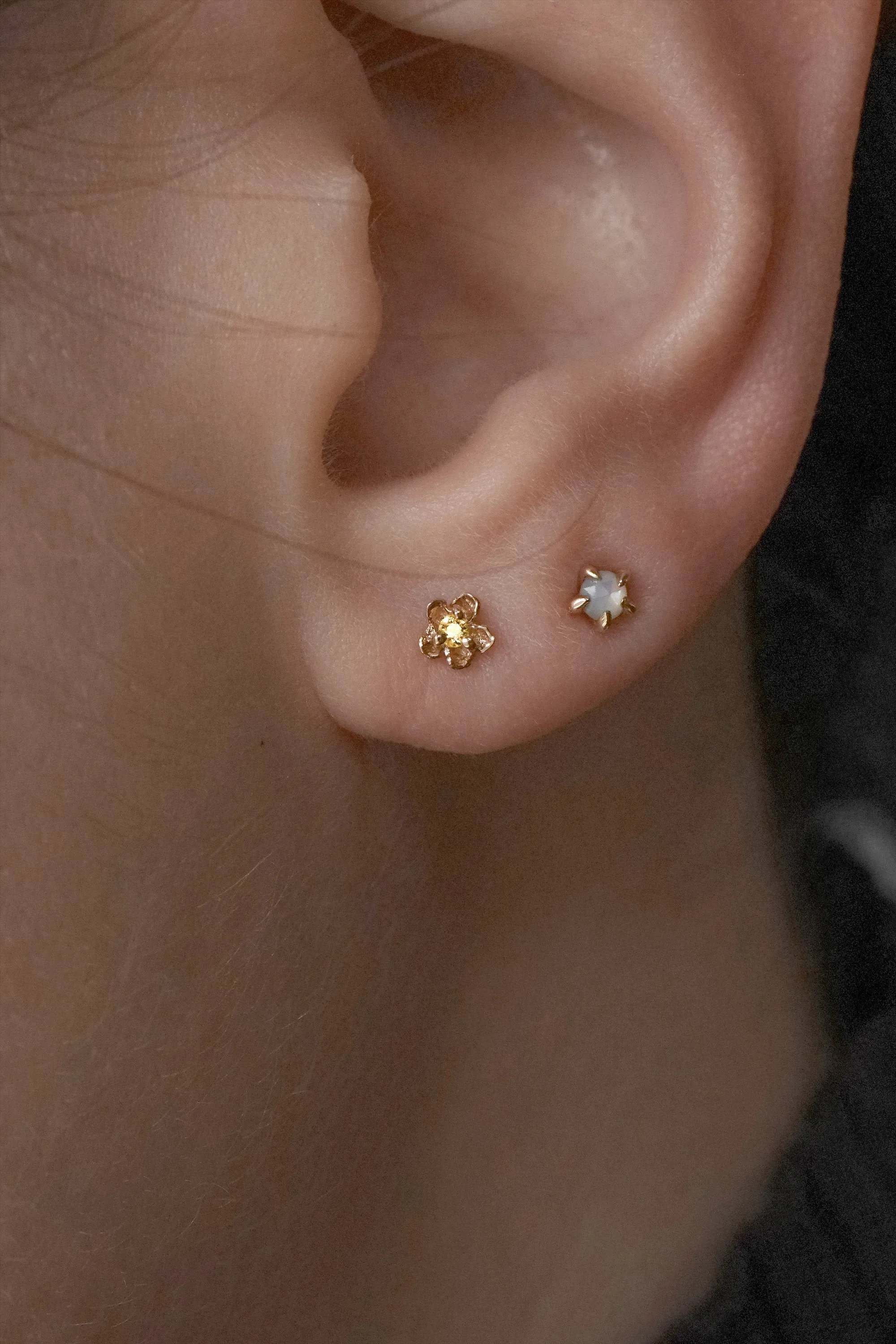 Rose Cut Diamond Moondew Stud