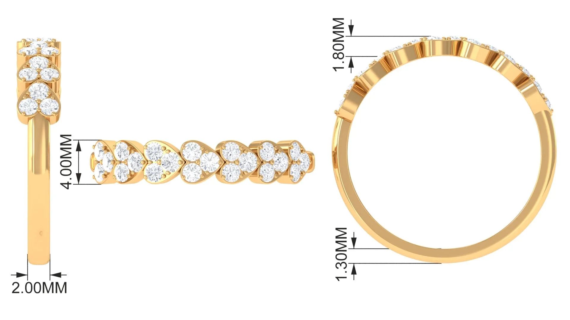 Round Diamond Heart Half Eternity Ring