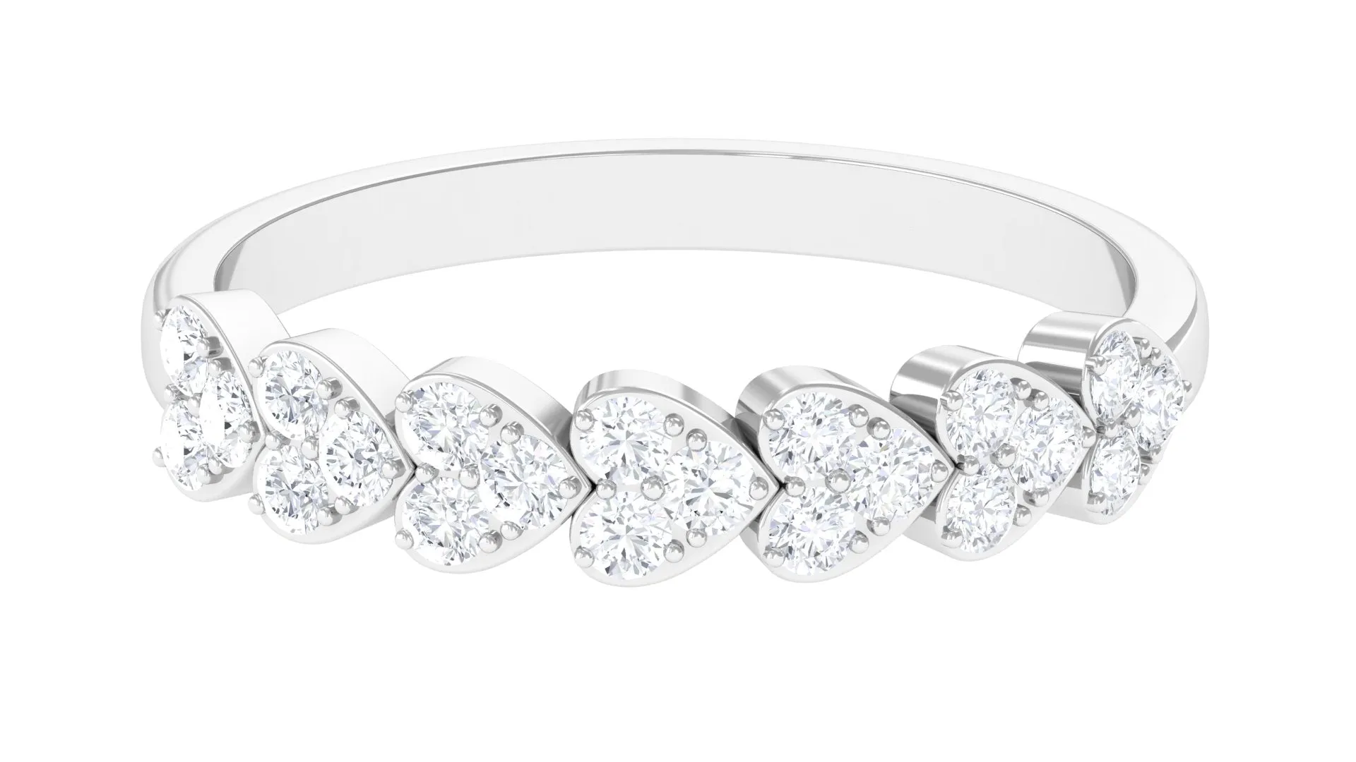 Round Diamond Heart Half Eternity Ring