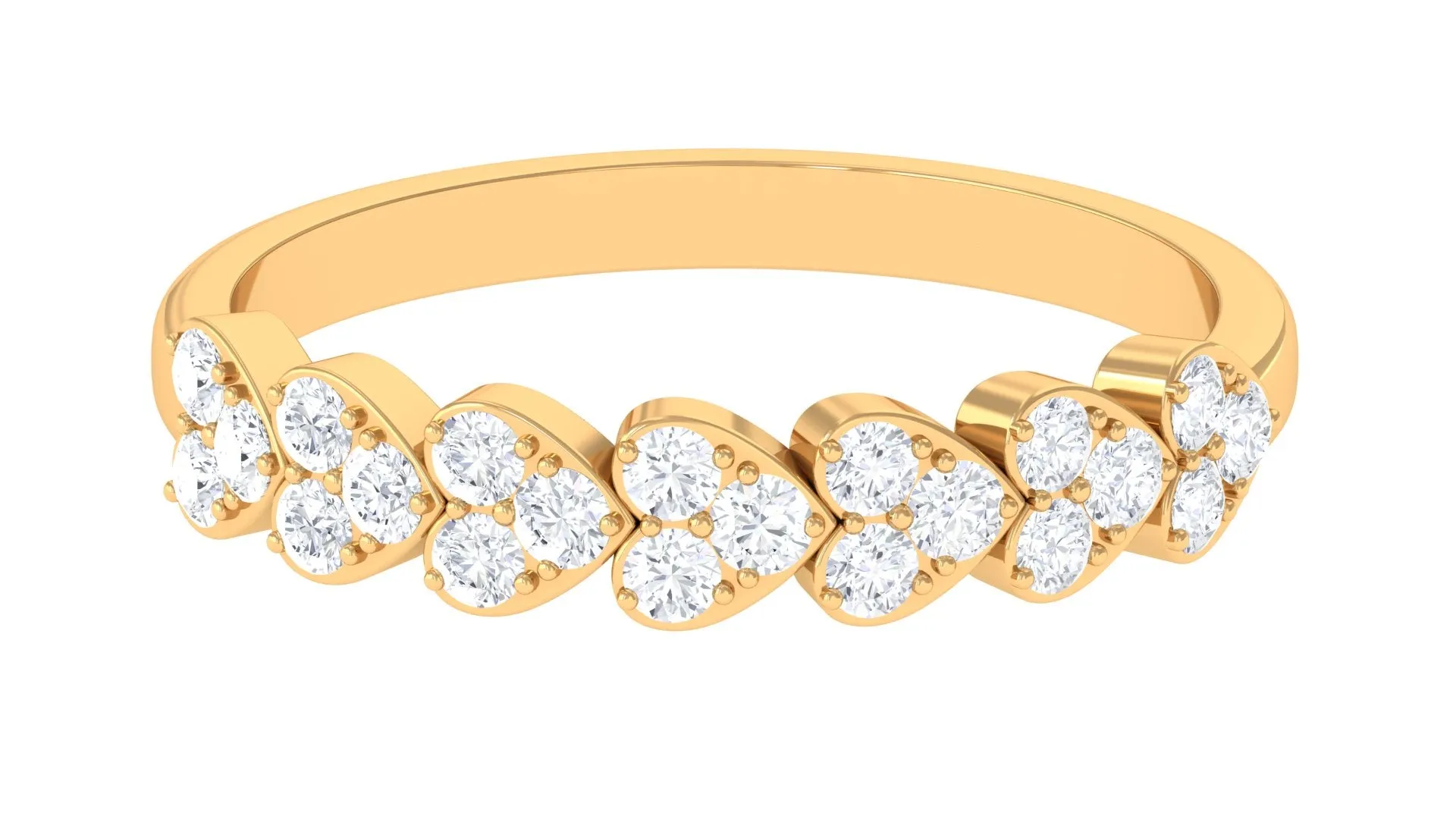 Round Diamond Heart Half Eternity Ring