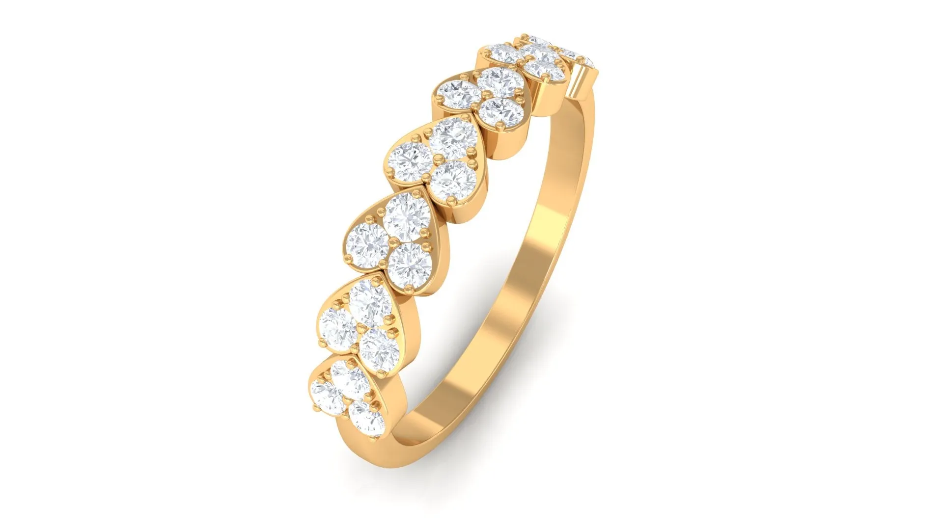 Round Diamond Heart Half Eternity Ring