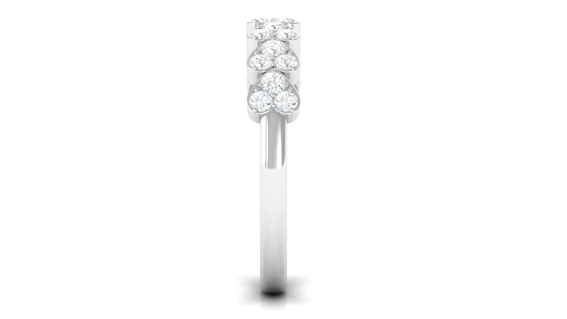 Round Diamond Heart Half Eternity Ring