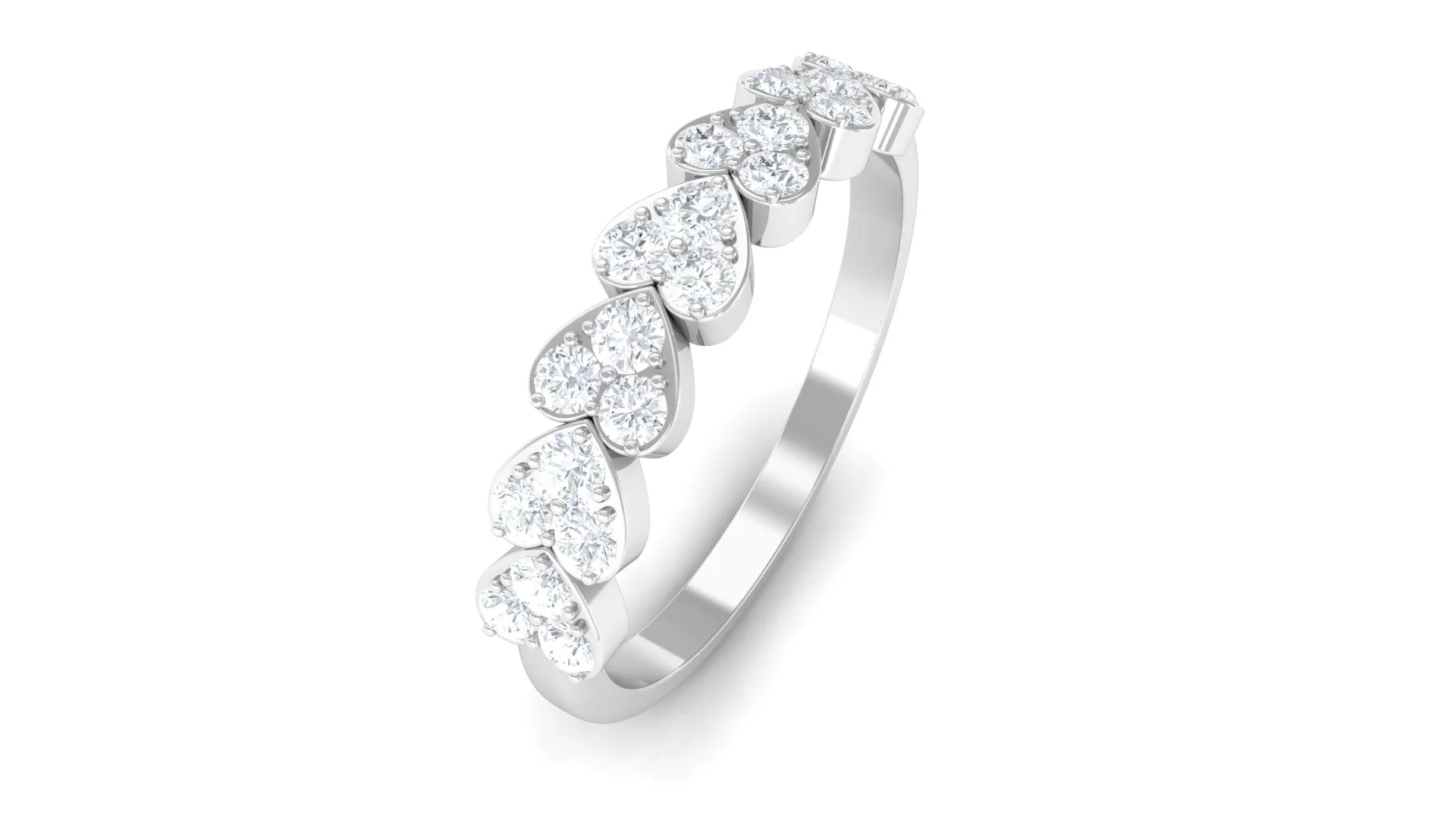 Round Diamond Heart Half Eternity Ring