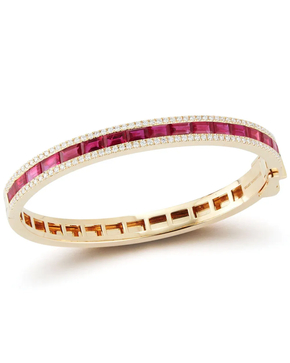 Rubellite and Diamond Origami Bangle Bracelet