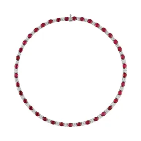 Ruby and Diamond Tennis Necklace