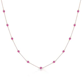 Ruby Necklace Oval Station In 18K Rose Gold