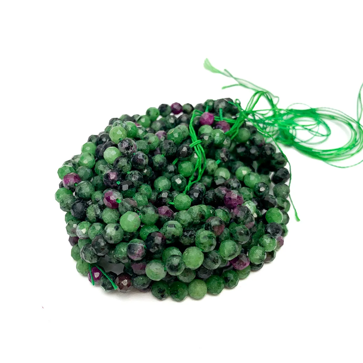 Ruby Zoisite 4mm Faceted Rounds Strand