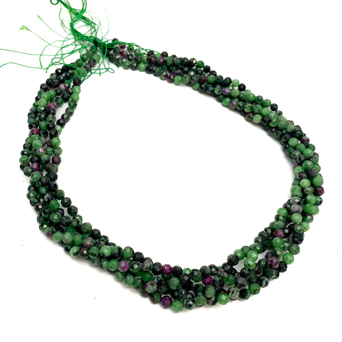 Ruby Zoisite 4mm Faceted Rounds Strand