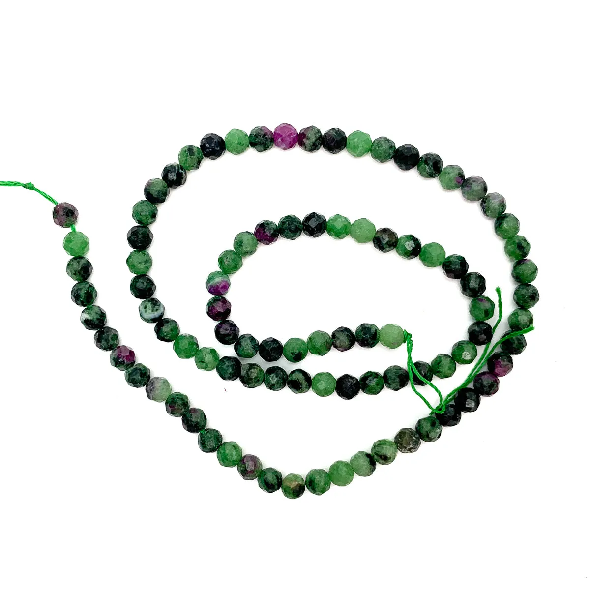 Ruby Zoisite 4mm Faceted Rounds Strand