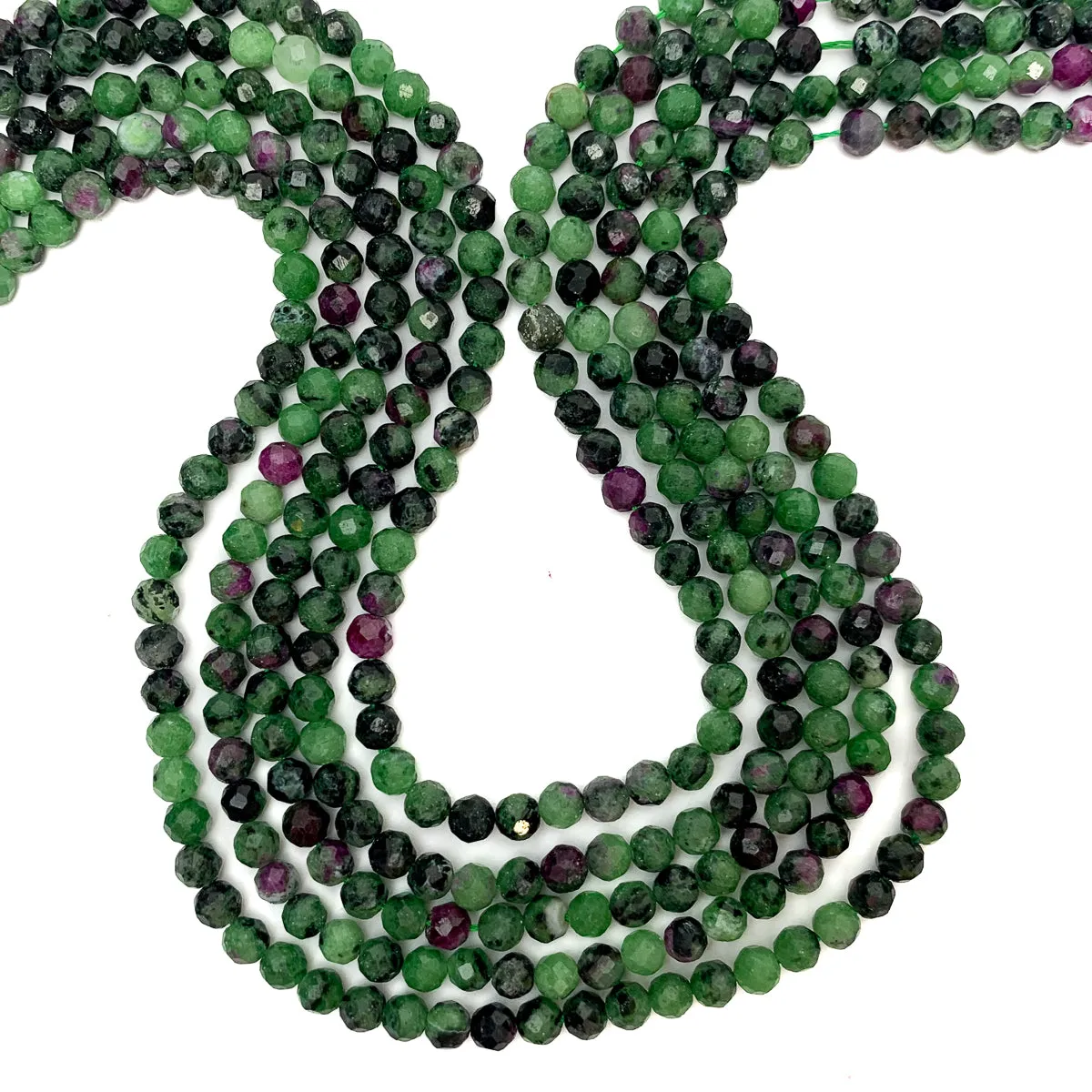 Ruby Zoisite 4mm Faceted Rounds Strand