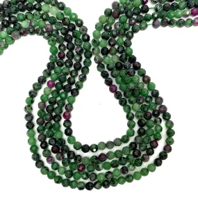 Ruby Zoisite 4mm Faceted Rounds Strand