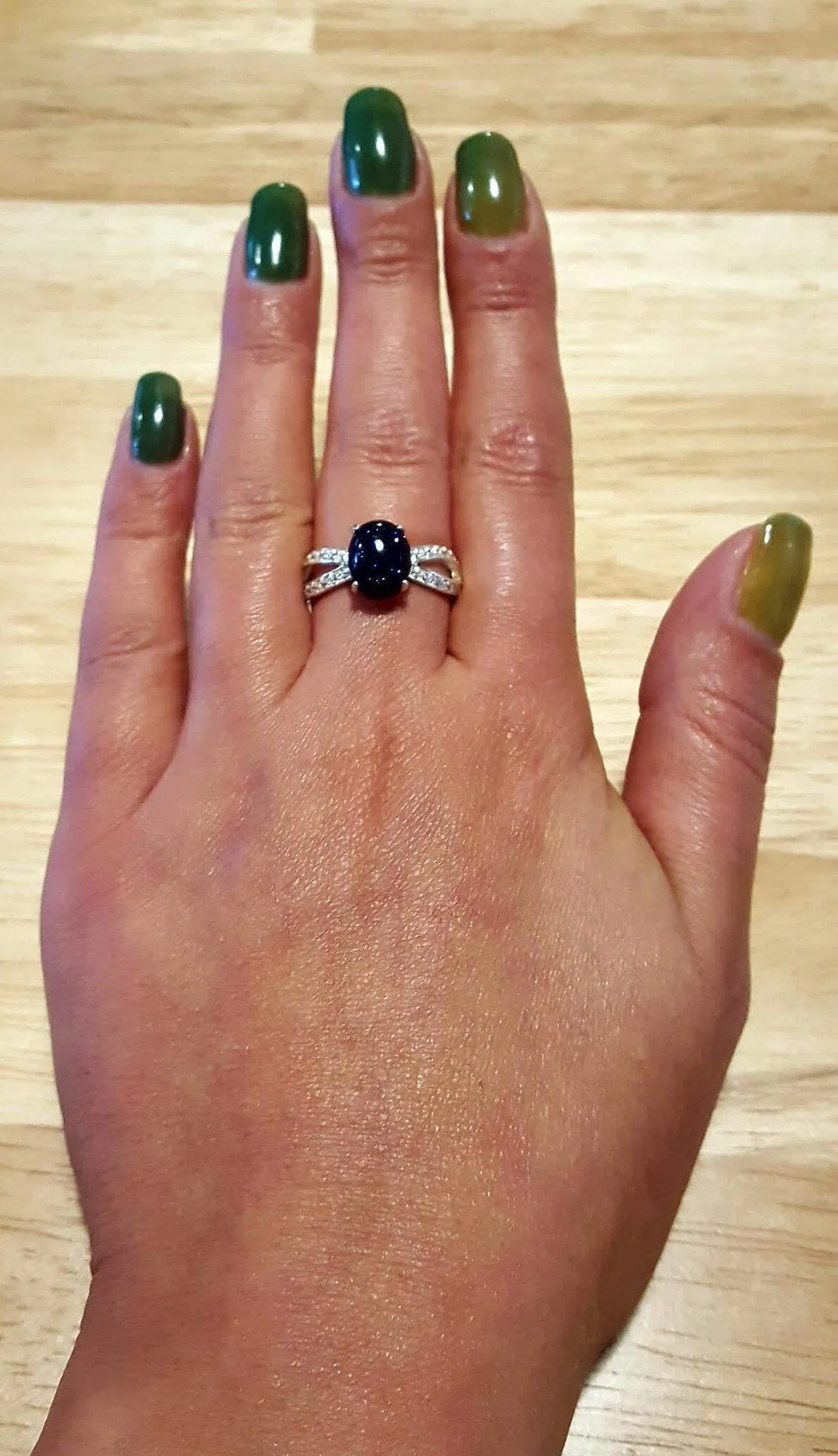 Sandstone Ring - Blue Classic Ring - Split Pave Band