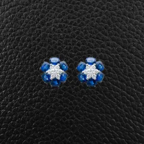Sapphire & Diamond Cluster Earrings