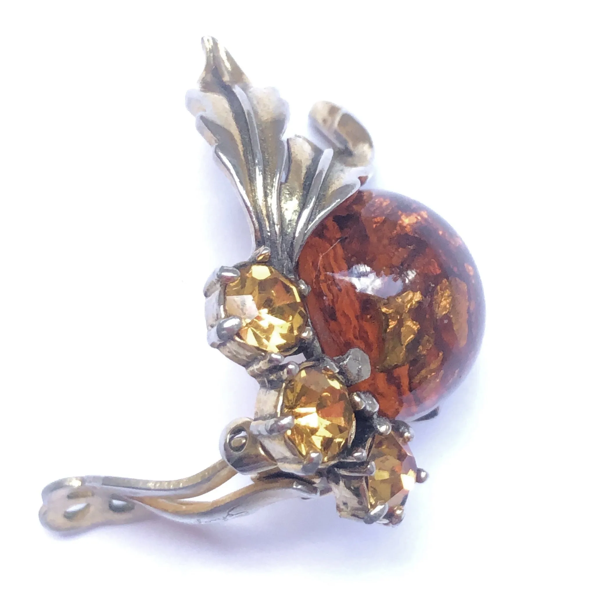 Schiaparelli Amber Art Glass Earrings