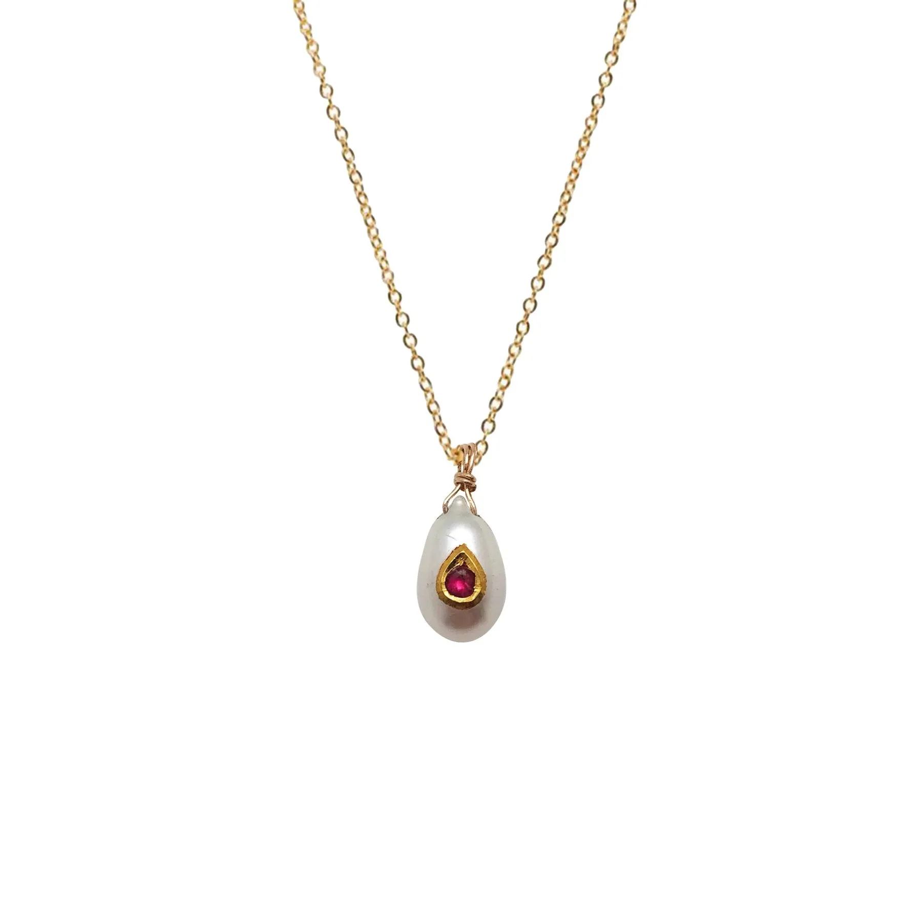 Shakti Pearly and Ruby Necklace by Mirabelle
