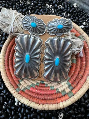 Shirley Large Rectangle Concho Earrings