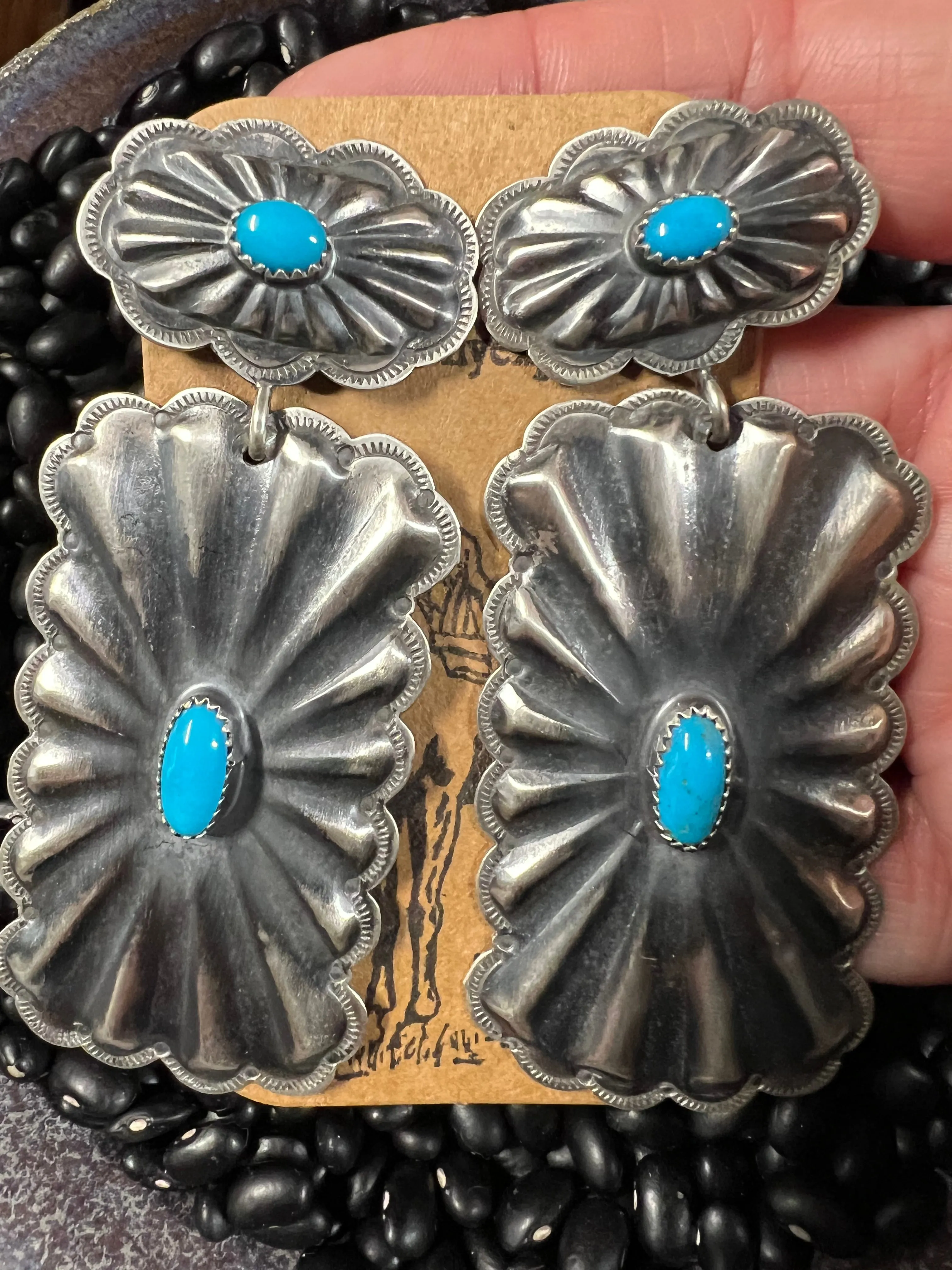 Shirley Large Rectangle Concho Earrings