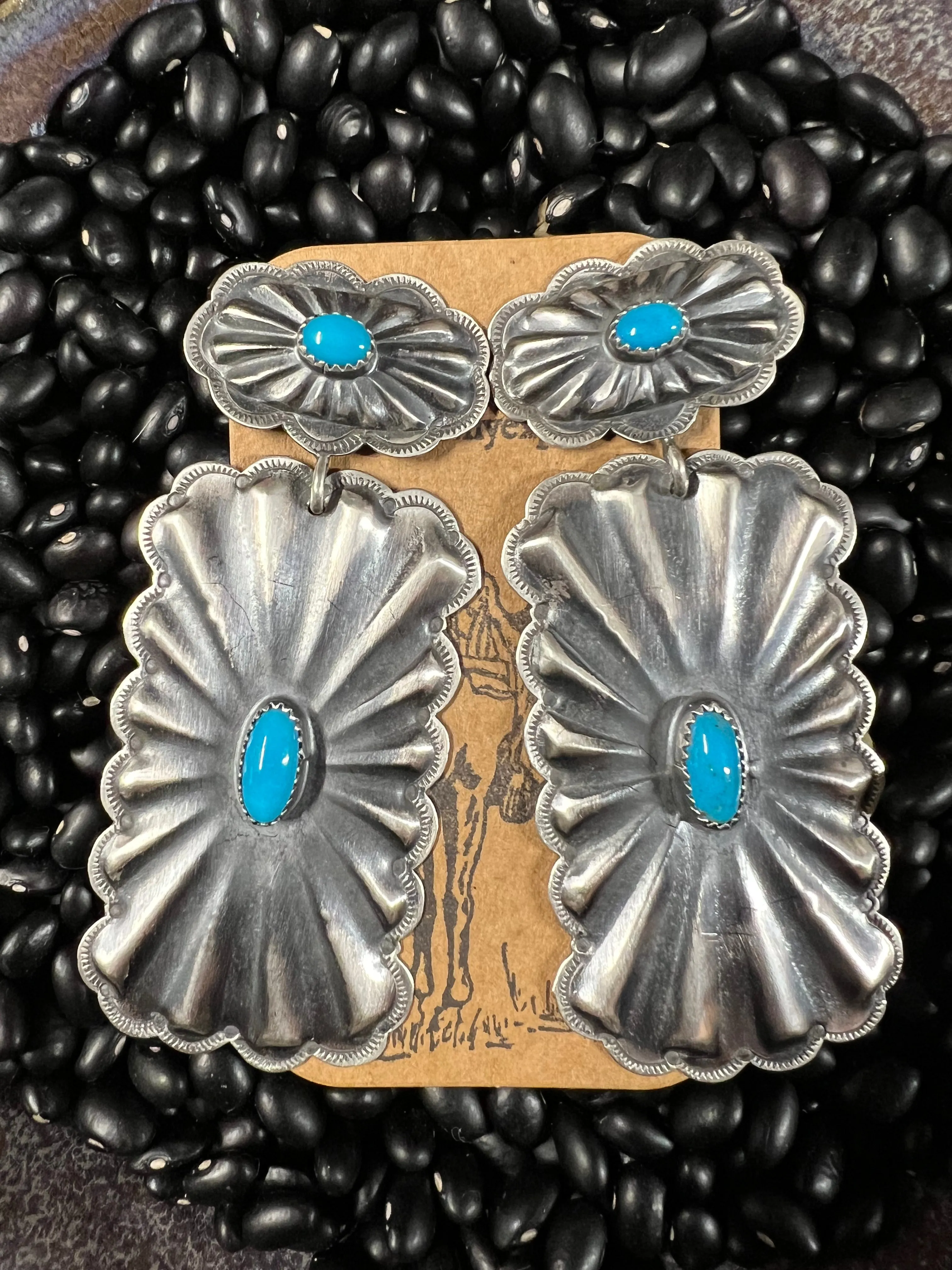 Shirley Large Rectangle Concho Earrings