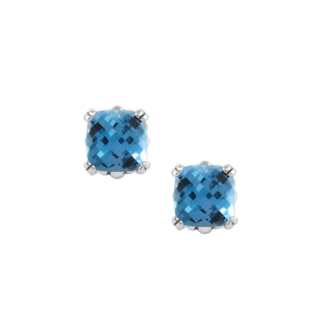 Signature Caviar Swiss Blue Topaz Stud Earrings