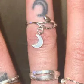 Silver Crescent Moon Wrap Ring