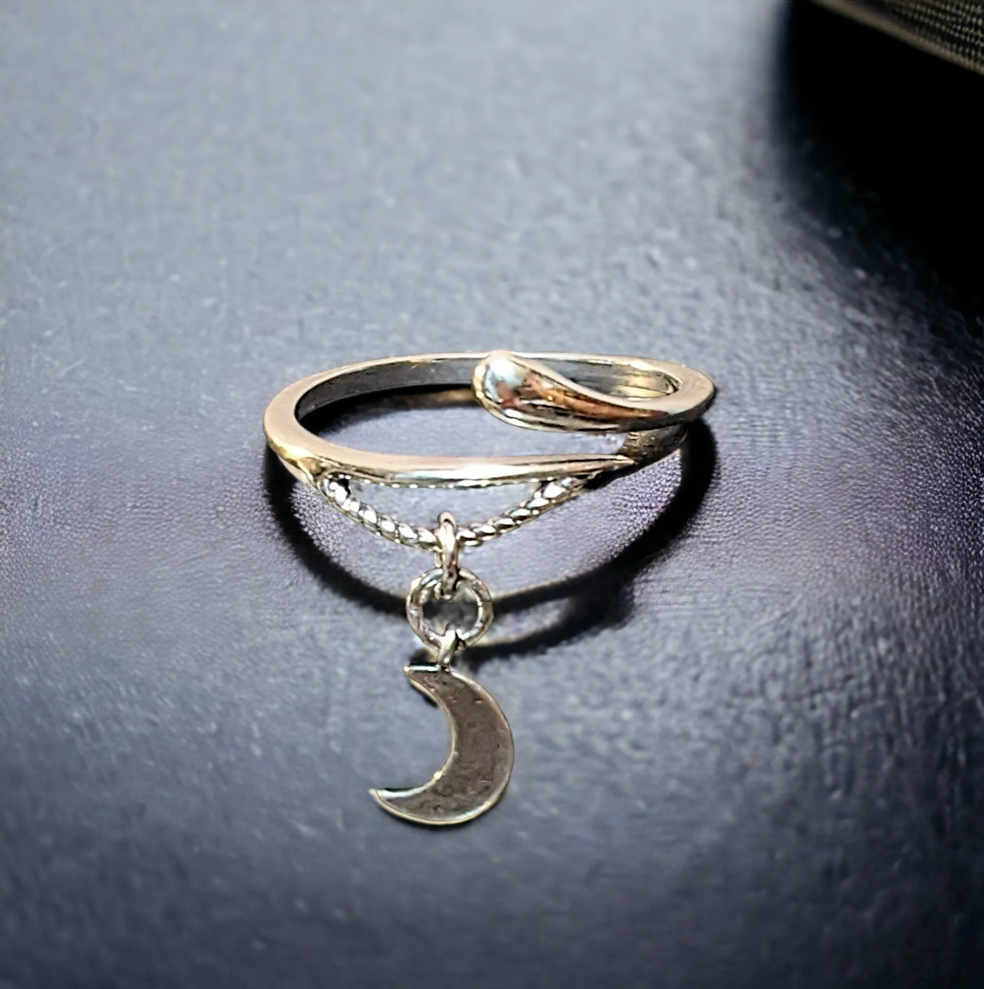 Silver Crescent Moon Wrap Ring