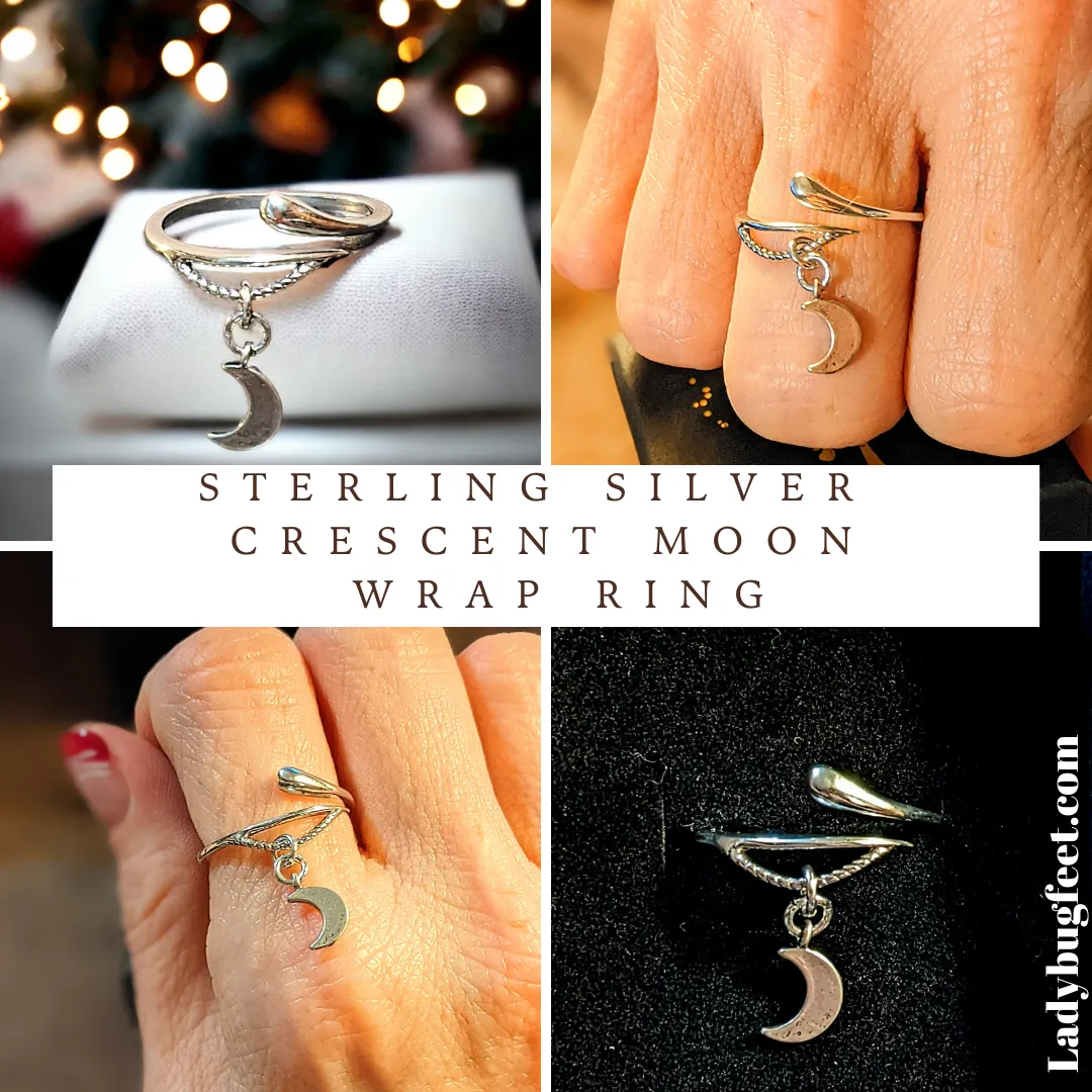 Silver Crescent Moon Wrap Ring