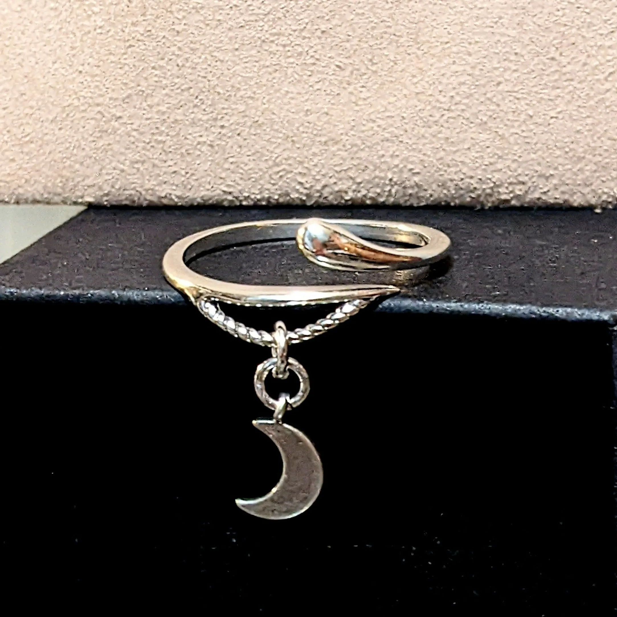 Silver Crescent Moon Wrap Ring