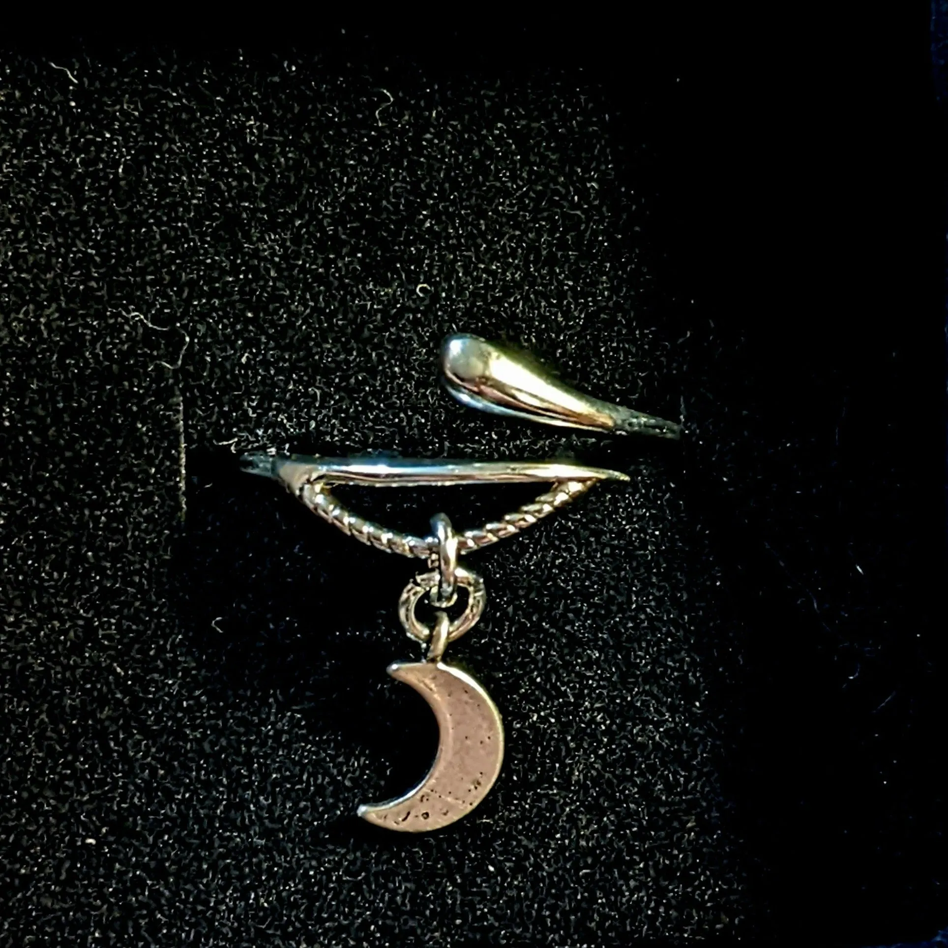 Silver Crescent Moon Wrap Ring