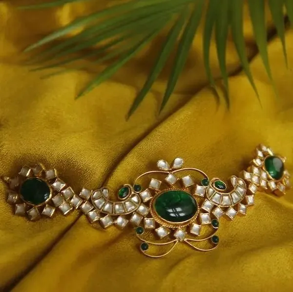 Silver Gold Plated Green Choker