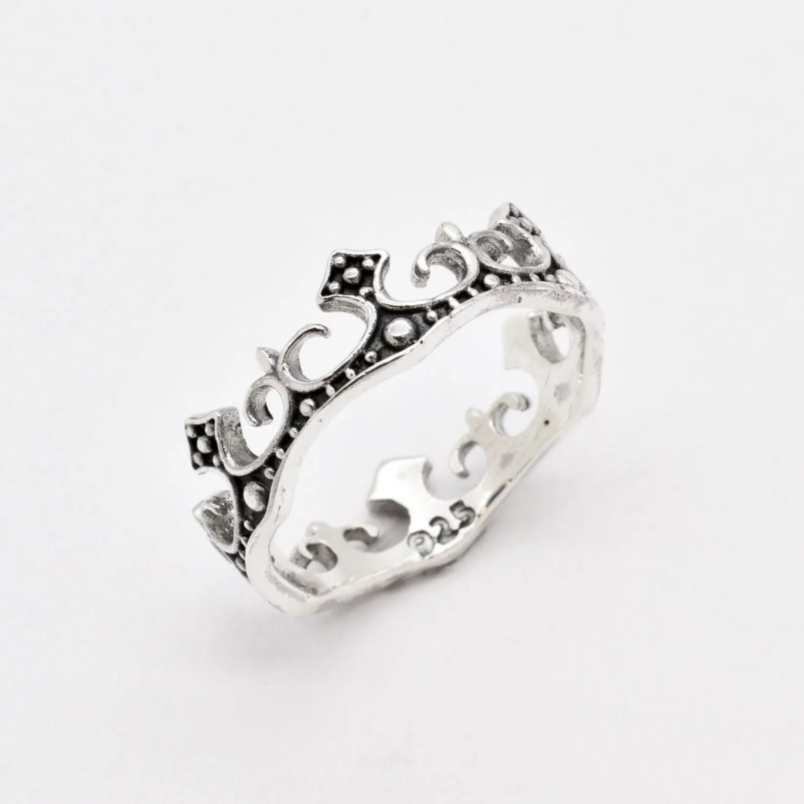 Silver Tiara Ring - Princess Crown Ring - Vintage Royal Ring