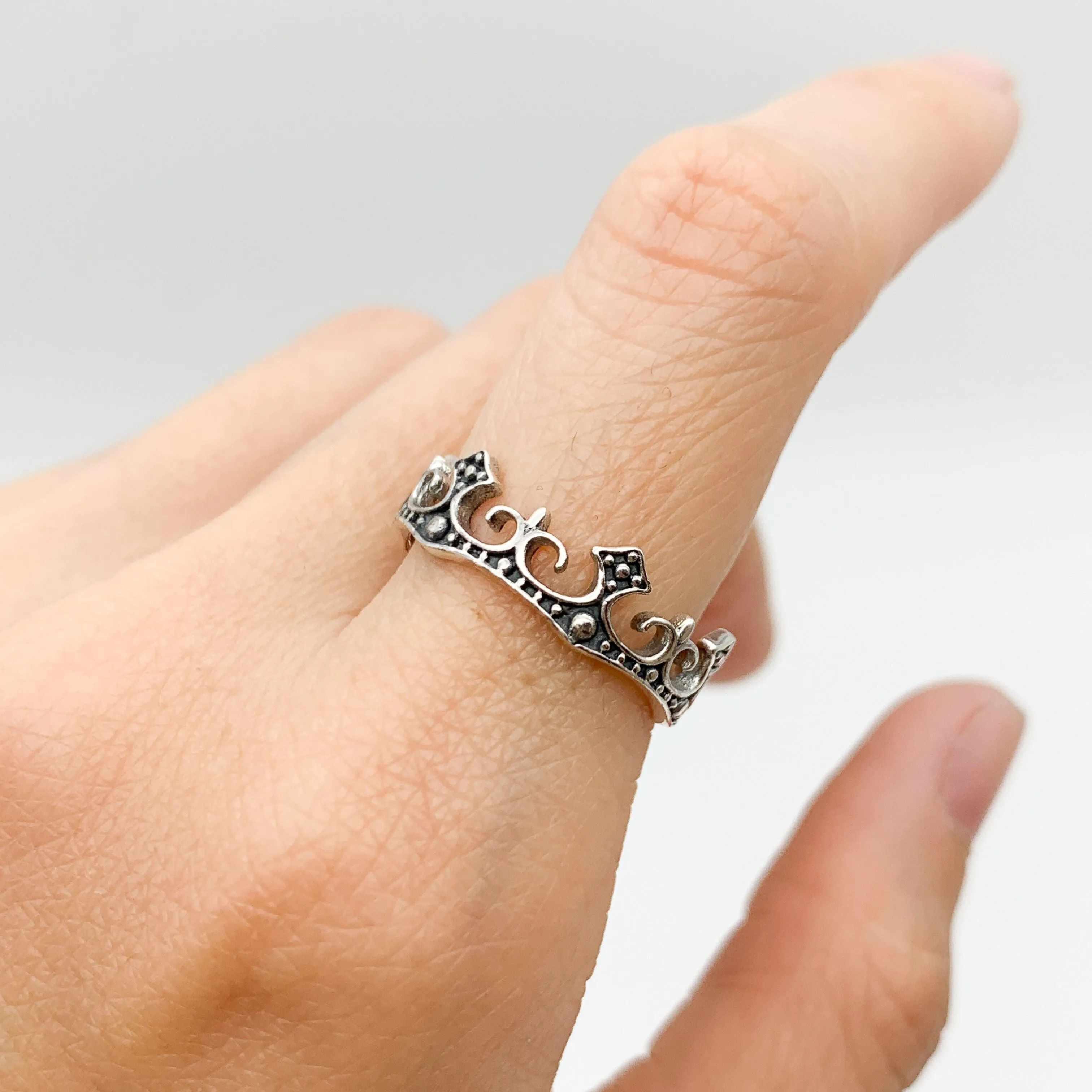 Silver Tiara Ring - Princess Crown Ring - Vintage Royal Ring