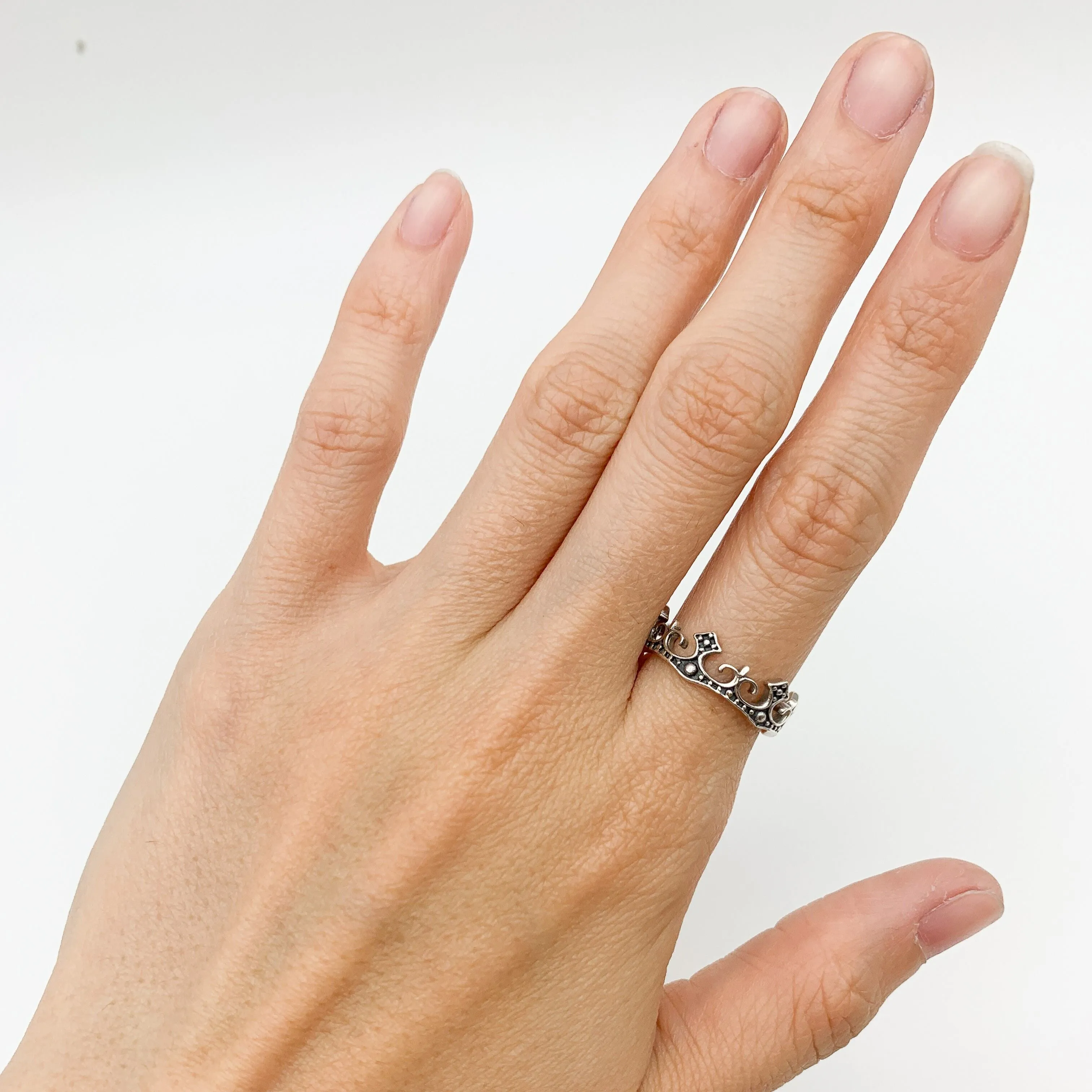 Silver Tiara Ring - Princess Crown Ring - Vintage Royal Ring