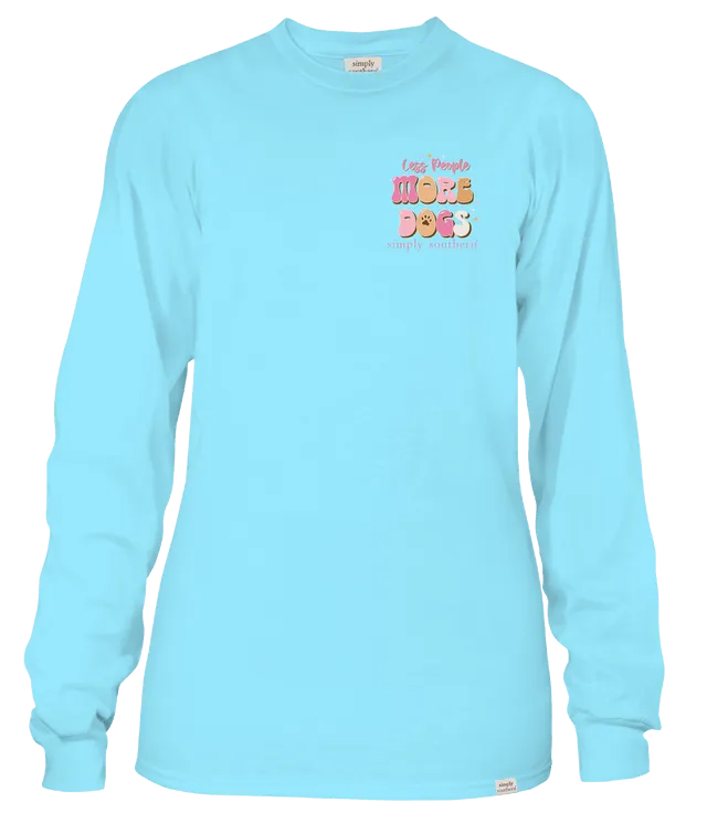 Simply Southern Women's Pool Blue More Dogs Long Sleeve Graphic T-Shirt