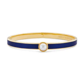 Skinny Cabochon Pearl Cobalt & Gold Bangle