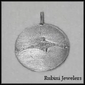 Small Single Rower (1x) on Oval Disc Pendant